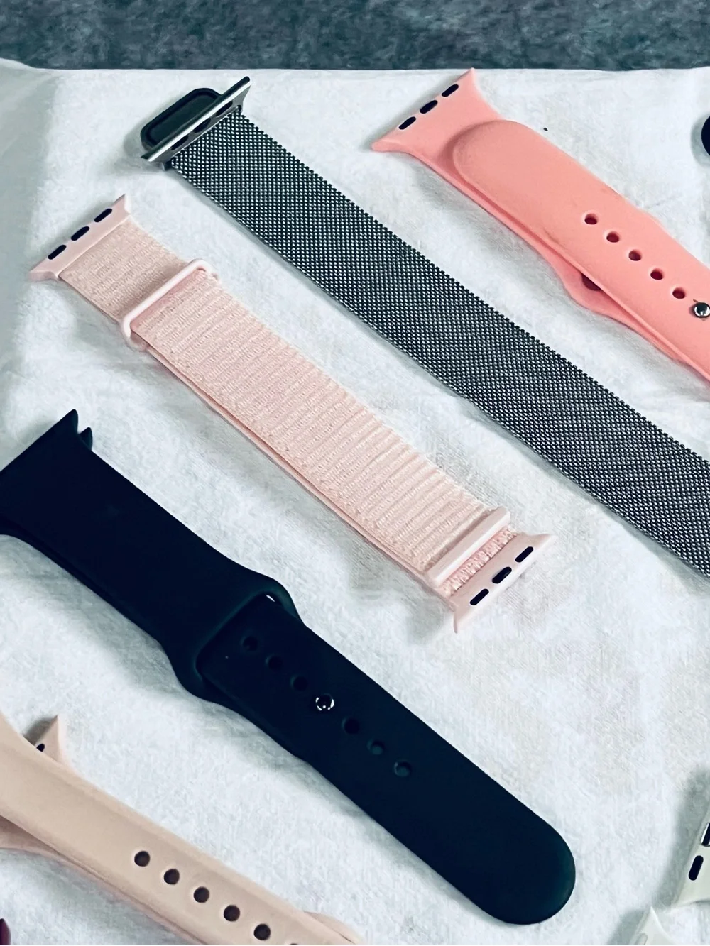 Apple Watch Bands Set - Black, White, Pink, Coral, Silver, Burgundy